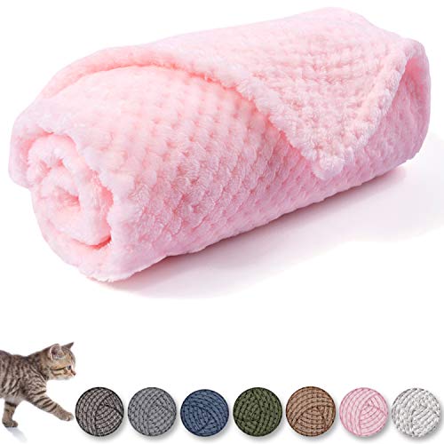 Warm Soft Fuzzy Dog or Cat Blanket, Plush Fleece Throws for Bed, Couch, Sofa, Travel (M/32" x 40", Bright Pink) - color: Bright Pink, size: M/32" x 40"