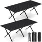 Suzile 2 Pack 4FT Folding Camping Table, Roll Up Portable Camp Table with Carry Bag, Low Collapsible Lightweight Aluminum Outdoor for Camping, Picnic, Beach, Patio, Kitchen(Black) - color: Black
