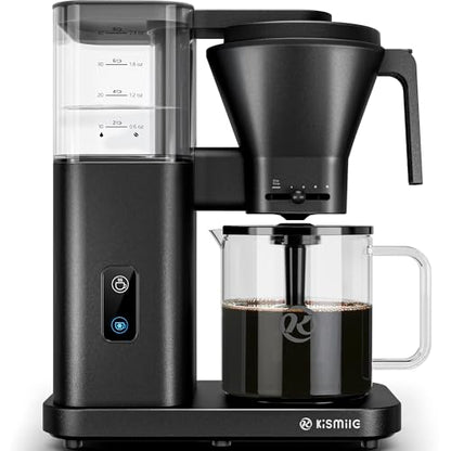 Kismile SCA-Certified 8 Cup Drip Coffee Maker, Pour Over Coffee Machine with 3s Instant Heat 197–205℉, Adjustable Flow Control, Removable Water Tank, Deep Cold Brew & 40 Min Keep Warm (Black) - color: Black