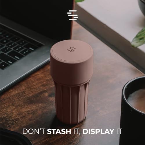 Staze Smell Proof Container with Vacuum Seal Lid (148ml) - Odor Proof Herb Storage Jar, Waterproof & Portable Small Airtight Container for Herbs, Coffee, Tea, Spices & Gummies (CLAY)