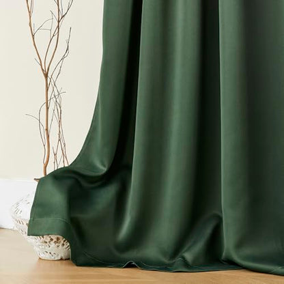 SHINELAND Olive Green Black Out Curtains 72 Inches Long, Back Tab Thermal Insulated Blackout Curtains, 52x72 in Length - color: Olive Green, size: 52"W x 72"L (Pack of 2)