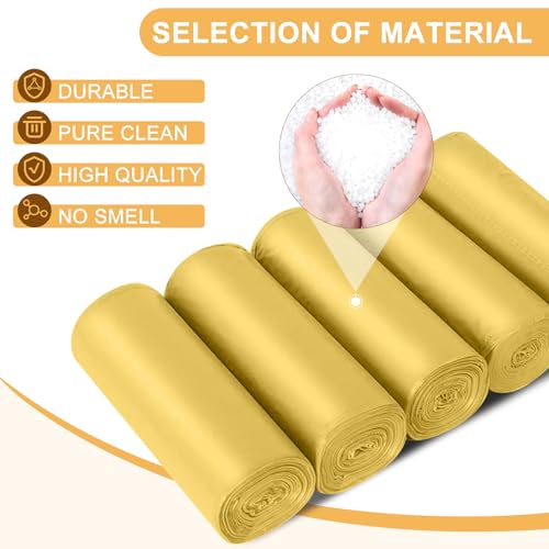 5 Rolls Small Trash Garbage Bags, 2.6 Gallon Strengthen Trash Bags, Durable Plastic Bags for Kitchen Office Home Bedroom Garden Waste Bin, Fit 10 Liter Trash-Can-Liners, 100 Count (Golden) - color: Golden