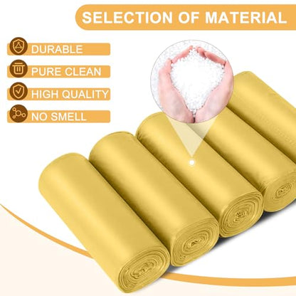 5 Rolls Small Trash Garbage Bags, 2.6 Gallon Strengthen Trash Bags, Durable Plastic Bags for Kitchen Office Home Bedroom Garden Waste Bin, Fit 10 Liter Trash-Can-Liners, 100 Count (Golden) - color: Golden