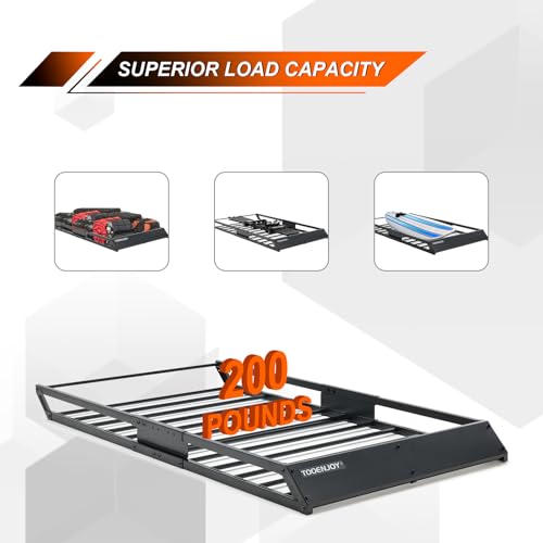 TOOENJOY 59 x 35.4 x 4.7 Inch Roof Cargo Basket Carrier, Car Top Luggage Holder for Car, SUV and Pickup, 200 LBS Capacity - size: L59 x W35 Inch without Hitch
