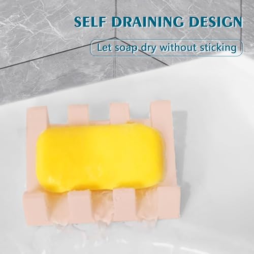 Soap Dish Holder for Shower with Suction Cup, Silicone Soap Holder & Saver Self-Draining Bar Soap Dish Keeps Soap Dry for Bathroom, Kitchen, Bathtub (N-Pink - 3 Pack) - color: N-pink - 3 Pack