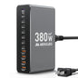 12 Ports Aluminum Alloy 380W Charging Station Fast USB C Charger Block 65W Laptop GaN Charger for MacBook Pro/Air/iPad Pro/iPhone (Gray) - color: Gray