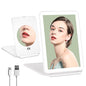 FUNTOUCH Rechargeable Portable Makeup Mirror with 72 LED Lights, Travel Lighted 1X/5X Magnification, 3 Color Lighting,Dimmable Touch Screen, Tabletop Folding Cosmetic Lights - color: Bright White
