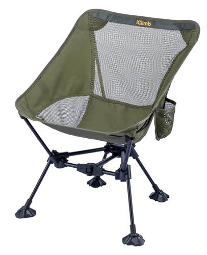 iClimb Ultralight Compact Camping Folding Beach Chair with Anti-Sinking Large Feet and Back Support Webbing (Green - Triangular Frame) - color: Green (Triangular Frame)