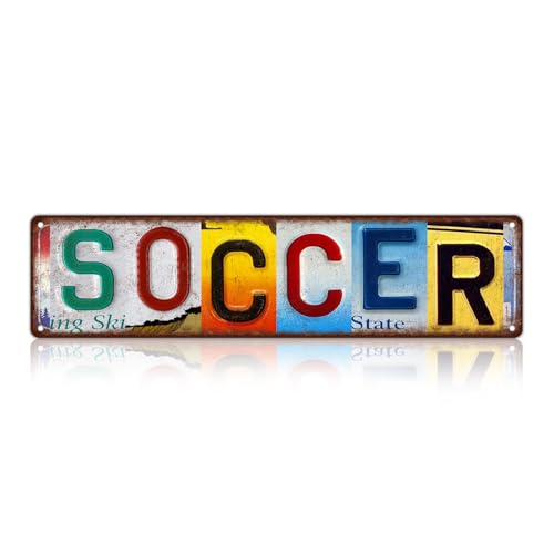 Vintage Sport Street Sign Soccer Wall Decor Metal Tin Signs for Bar Home Bedroom Garage - color: St-I-11