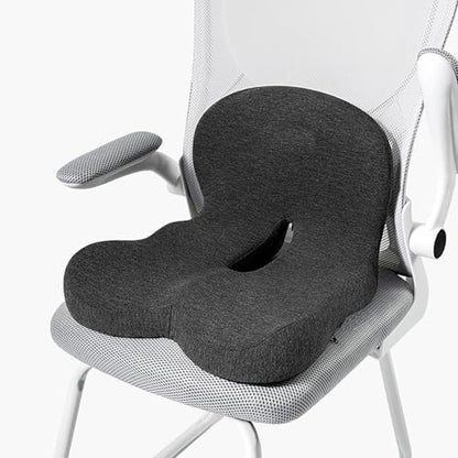 Memory Foam Seat Cushion for Truck Drivers, Office Chairs, Car Seats Ergonomic Chair Cushion, Sciatica & Tailbone Relief Ergonomic Pressure Relief Pad for Long Sitting (Black)