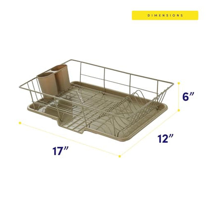 Space-Saving 3-Piece Dish Drainer Rack Set: Efficient Kitchen Organizer for Quick Drying and Storage - Includes Cutlery Holder and Drainboard - Maximize Countertop Space, Sage Green - color: Sage Green