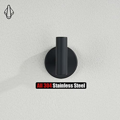 JQK Bathroom Hardware Set, 5-Piece Bath Accessories Set Matte Black Wall Mount Includes 24 in Towel Bar, 9 in HT Bar, TP Holder, Towel Hook x 2, BAS105-PB - color: Black