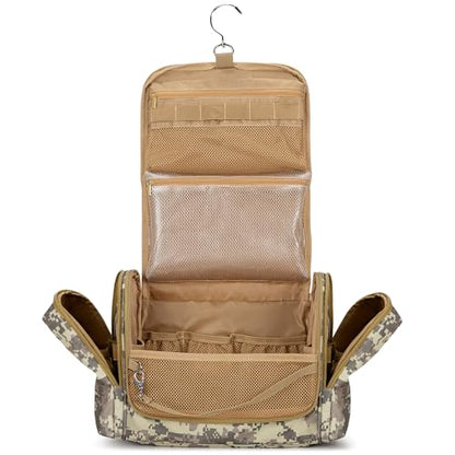 Tactical Toiletry Travel Bag for Men, Hanging Dopp Kit Hygiene Bag Shower Organizer with Hook for Toiletries and Shaving Care, Desert Yellow (Empty Bag) - color: Desert Yellow