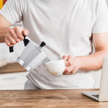 Coffee Pot 6 Cup Electric Espresso Coffee Maker Italian Moka Maker 300ml Portable Aluminum Espresso Machine Cafetera Moka Pot with Detachable Base, Gift for Home Travel (Silver) - color: Silver