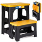 Korpai Folding 2 Step Stools,8" & 17" Dual Heights,Foldable Step Stool for Adults and Kids,Hold up to 250lbs,Collapsible Step Stool for Kitchen Bedroom Office Bathroom RV, Yellow - color: Yellow