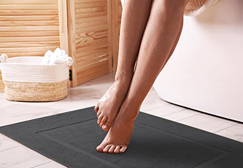 Utopia Towels Cotton Banded Rug, Bath Mats, Not a Bathroom Rug, 21 by 34 Inches, 100% Ring Spun Cotton, Highly Absorbent Shower Bathroom Floor Mat, Grey, 2 Pack - color: Grey