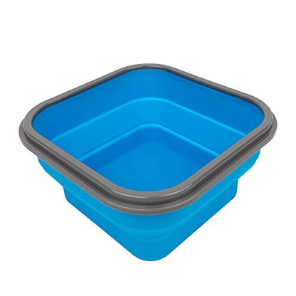 CARTINTS Large 1200ml Collapsible Bowls with Lids Silicone Camping Bowls, with Airtight Lids, Microwave and Freezer Safe, Set of 3 - color: blue+grey+green