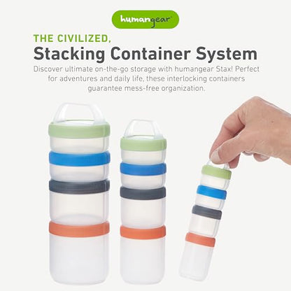 humangear STAX, Stackable Snack Containers - 4-Piece Leak-Proof Snack Travel System - FDA-Food Safe, BPA/PC/Phthalate-Free - Stackable & Click-Together Food Storage, Medium - color: Spectrum, size: Medium