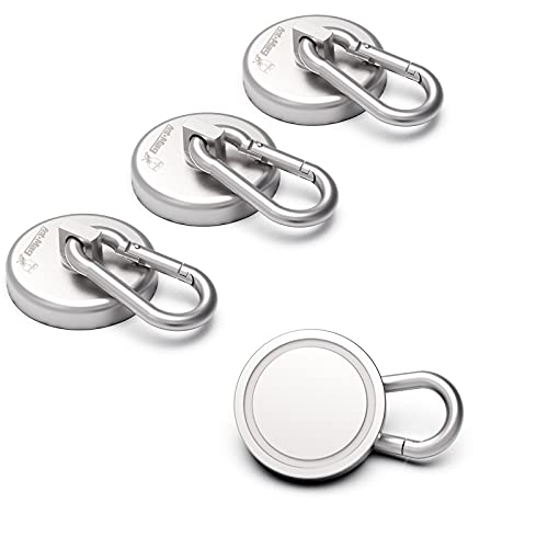 Ant Mag Magnetic Hooks 140LBS Heavy Duty Neodymium Magnet with Swiveling Carabiner Magnet Snap Hook for Indoor/Outdoor Hanging Bag Kitchen Garage Magnet Type Cruise Ship Magnetic Hook (4 Pack) - color: Silver, size: Medium Package 4PCS