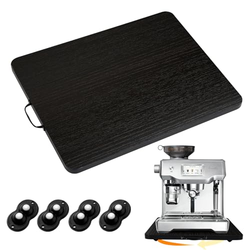Sliding Tray for Coffee Maker, 360° Rotating Appliance Slider for Kitchen Appliances, Wooden Sliding Tray Suitable for Kitchen Countertops and Kitchen Appliances(Black, Large) - color: Black
