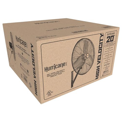 Hurricane Pro Commercial Grade Oscillating Metal Wall Mount Fan w/ 3 Speeds, Black, 20" - Corded Electric Air Cooling Unit w/ Powerful 4600 CFM Airflow for Home, Garage, Gym, Workshop & Greenhouse - style: 20" Pro Commercial Grade