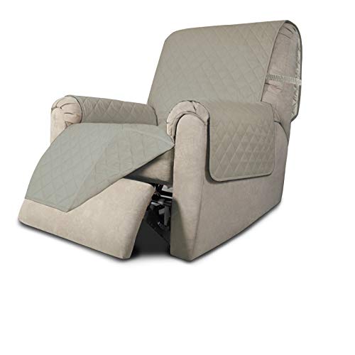 Easy-Going Recliner Chair Slipcover Reversible Sofa Cover Water Resistant Couch Cover Furniture Protector with Elastic Straps for Pets Dog (Recliner, Beige/Beige) - color: Beige/Beige, size: Small Recliner