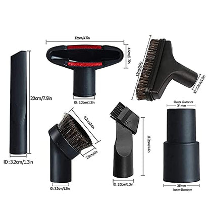 Alrens 1 1/4" Shop Vacuum Attachments Brushes Kit 1-1/4 inch 1-3/8 inch Vacuum Cleaner Accessories, Set of 7 - size: vacuum brush kit 7 pack