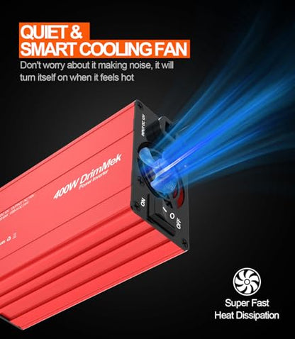 400W Car Power Inverter for Vehicles｜24W+65W USB C,12V DC to AC | 65w Fast Charger,2 AC Output,Aluminum alloy casing - color: RED