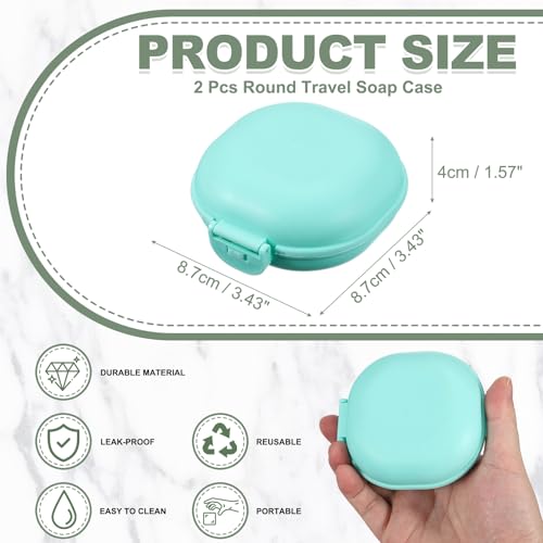 uxcell 2 Pcs Travel Soap Case, Portable Travel Soap Box Waterproof Holder Case, Airtight Dish Container with Lid for Shower Bathroom Outdoor Home Gym Hiking (Round, Blue) - color: Blue