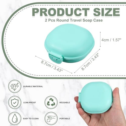 uxcell 2 Pcs Travel Soap Case, Portable Travel Soap Box Waterproof Holder Case, Airtight Dish Container with Lid for Shower Bathroom Outdoor Home Gym Hiking (Round, Blue) - color: Blue