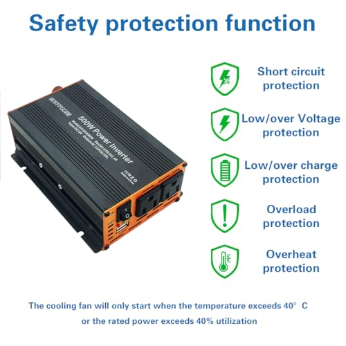 500W Power Inverter Modified Sine Wave for Vehicles,DC 12V to 110V 120V New Black - size: 500W