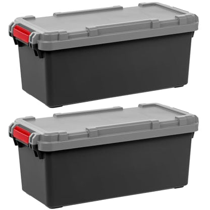 IRIS USA 2 Pack TrailBox, 15 Gallon Lockable Storage Trunk Box, Truck Bed Bin Heavy-Duty Containers Camping Gear, Adventure Chest - Dark Gray/Gray - color: Dark Gray, size: 15 Gal - 2 Pack