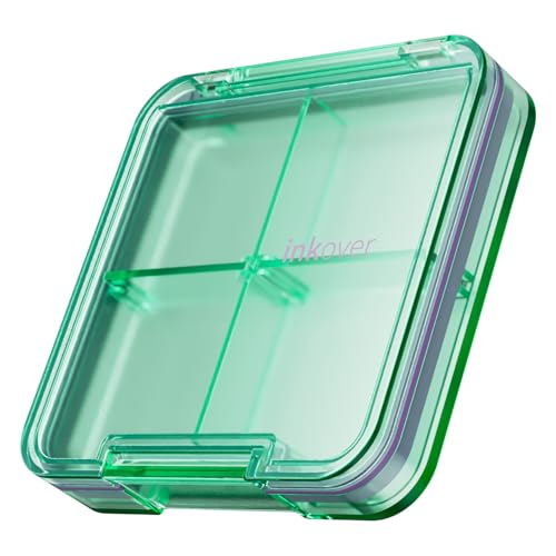 Small Pill Box, Travel Pill Organizer, Small Pill Case, Pill Container for Purse 4 Compartments, Daily Compact Travel Medicine Holder for Vitamins Medication (Green) - color: Green