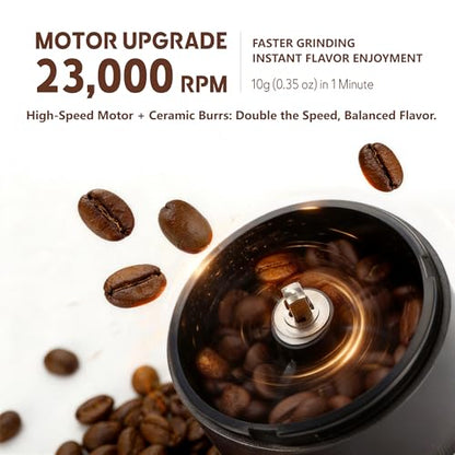 Portable Electric Burr Coffee Grinder -38 External Grind Settings - 1.7X Faster Grinding-Conical Ceramic Burrs&2000mAh Battery-Espresso Grinder for Travel, Camping, Home,Office