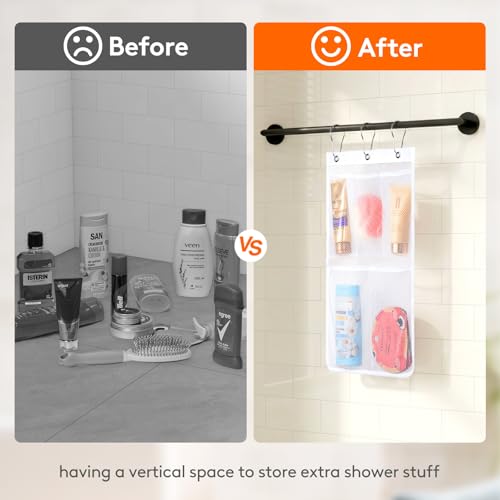 Lifewit Mesh Shower Caddy, 5 Pockets Hanging Shower Organizer with Quick Drying Mesh, Portable Space Saving Bathroom Organizer to Hold Soap, Shampoo and Cruise Ship Essentials, White, 1 Pack - size: 12" × 20"