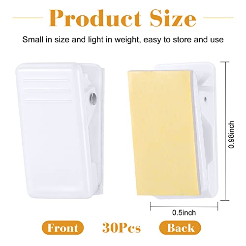 30 Pieces Self-Adhesive Clips Wall Tapestry Clips Sticky Plastic Photo Small Hanging Spring for Poster Photo Wall Teacher Student Home Applications(White) - color: White