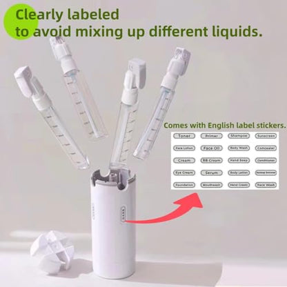 Travel Dispenser Set, 4 Pack 30ml Leak Proof Portable Bottles for Shampoo, Lotion, Conditioner, Cream, with Label Stickers (1, Green) - color: Green