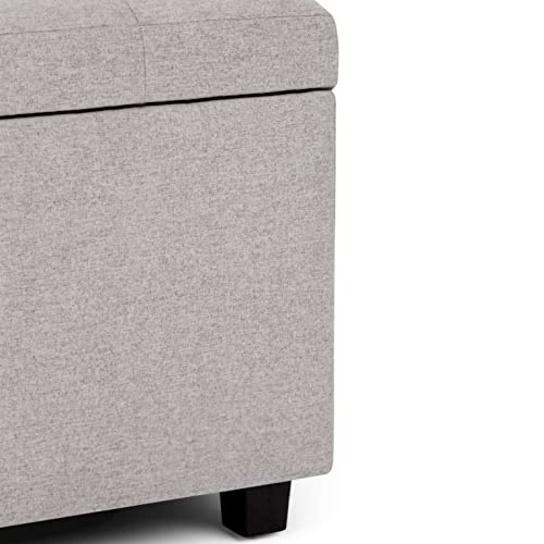 SIMPLIHOME Cosmopolitan Storage Ottoman - 34 inch Wide Upholstered Linen Look Fabric Rectangle Storage Ottoman Bench in Cloud Grey, Transitional Tufted Ottoman for Living Room with Lift-Up Lid - color: Cloud Grey