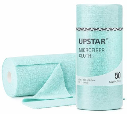 UPSTAR Microfiber Cleaning Cloth, Reusable Paper Towels Rolls, 50 Packs 12x12 inch Cleaning Rags for Washing Dishes, Kitchen, Bathroom, Car, Blue - color: Blue