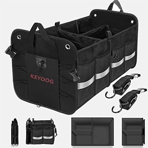 Car Trunk Organizers and Storage, Sturdy Waterproof Durable Collapsible Multi-Heavy Duty, Non-Slip Bottom & Adjustable Securing Straps, for Car, SUV, Truck, or Van (3 Compartments, ExtraLarge) - color: Size: 14.6" x 23.6" x 12.6"