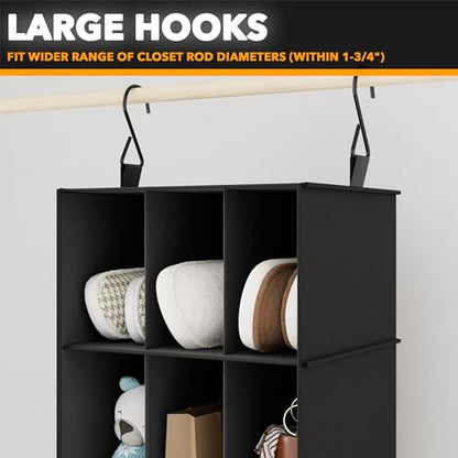 SpaceAid 2 Pack Hanging Closet Organizer and Storage with Dividers, 24 Compartments Hanging Shoe Shelves for Closet, Wardrobe, RV, Garment Rack - Black - color: Black