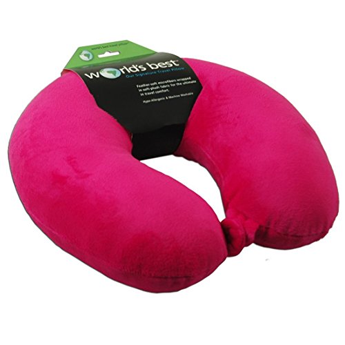 Wolf Essentials Adult Cozy Soft Microfiber Neck Pillow for Travel – Compact, Machine Washable - Perfect for Airplane, Car, or Home Use - Filled and Finished in The USA – Pink - color: Pink, size: Adult (Pack of 1)