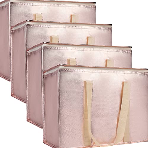 Bodaon 4-Pack Insulated Reusable Grocery Shopping Bag, X-Large Frozen Food Cold, Cooler Bags, Insulated Food Delivery Bag, Gold - color: Gold, size: X-Large