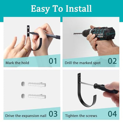 6 Pack Wall Hooks for Hanging, Heavy Duty Metal j Hooks Wall Mounted, No Rust Black Metal Coat Hooks for Living Room, Bathroom, Kitchen, Bedroom, Entryway for Coat, Bag, Hat, Towel, Key, Cup(Black)