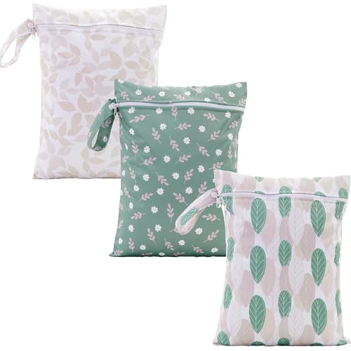 Happy Flute 3 Set Wet Bag Storage Bag Zipper Waterproof Washable | Travel Bags, Beach, Pool, Gym Bag for Cloth Diaper, Swimsuits & Wet Clothes for Baby,11.8x15.7inch - color: YMX002-S13