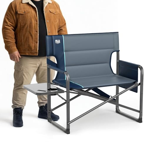 Timber Ridge XXL Director’s Chair – Heavy Duty Folding Camping Chair for Adults, 500 lb Capacity, Extra Wide Padded Seat for Camping, Sports, Lawn, Courtyard, and Outdoor Use, Blue - color: Blue