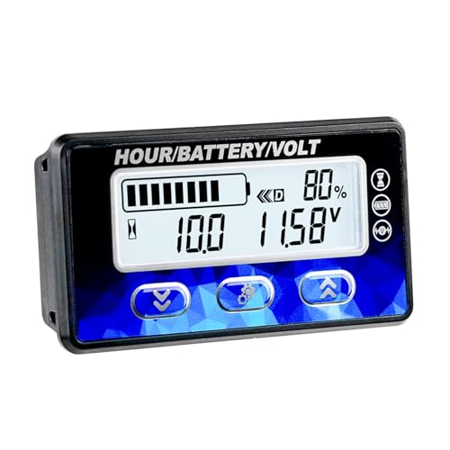 Runleader RL-BI050B Battery SOC Indicator Voltage & Hour Meter | DC12V/24V/36V/48V for AGM GEL Lead Acid LiFePO4 18650 Lithium Battery, Golf Cart Forklift Lawn Mower RV Floor Scrubber