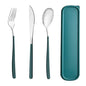 Travel Utensils with Case, 4pc Reusable Utensils Set with Case, Camping Utensil Set, Portable Silverware Lunch Utensils Set for Work Camping School (Green) - color: Green