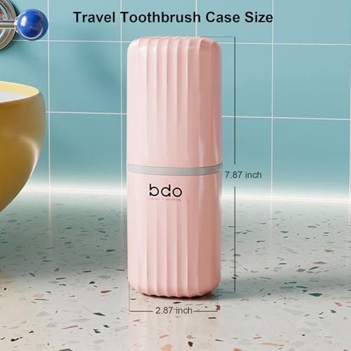 Toothbrush Travel Case Portable Clear Grey Toothbrush Holders with Cover, Leakproof Toothbrush & Toothpaste Holder for Traveling School Camping Business Trip Bathroom - color: 1 Pc-b-pink