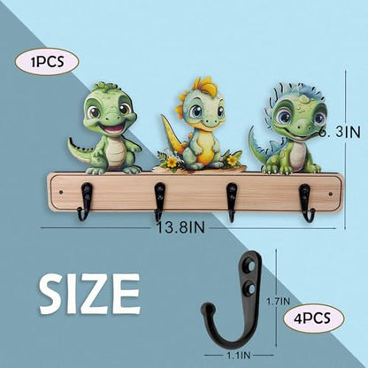 Dog Leash Holder for Wall Mount, Farmhouse Wooden Dog Claw Hooks, Paws Key Rack Accessories for Rustic Home Decor (Dinosaur) - size: dinosaur